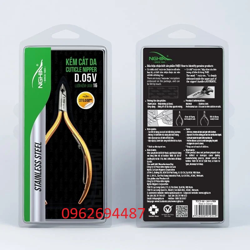 Kềm Nghĩa D05 Gold – Mẫu kềm mạ vàng cao cấp cho thợ nail đẳng cấp